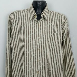 Tommy Bahama men long sleeve button up shirts brown cream men size XL